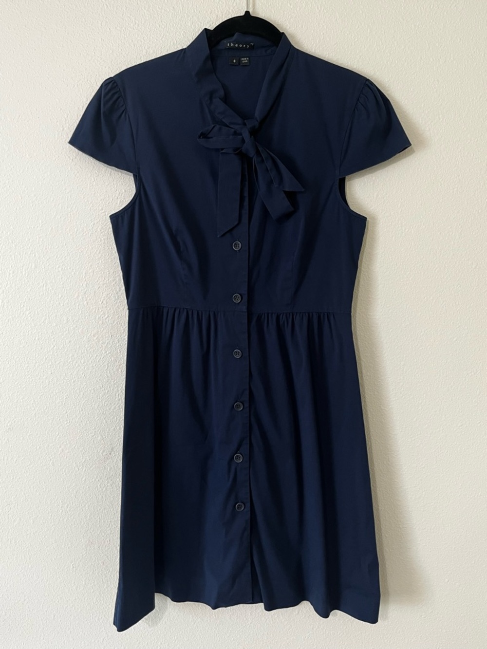 Theory Button Front Dress Navy Blue